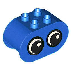 Синий скруглённый блок 2х4 «Большие глаза», совместимый с Лего дупло