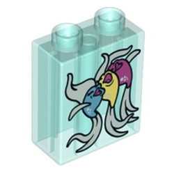Кубик 2х1 высокий прозрачный «Поющие рыбки» Лего дупло
