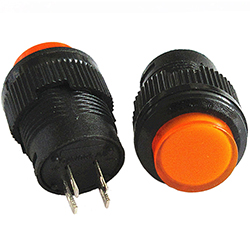 Круглая кнопка с фиксацией и подсветкой, жёлтая R16-503AD