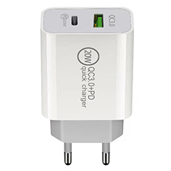 Зарядное устройство USB QC3.0 + PD 20 ватт, белое