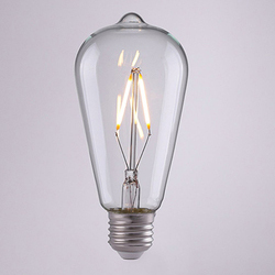 Светодиодная филаментная лампа 2 ватт  Е27, 220 В, бело-желтая 2200K