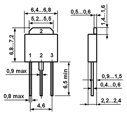 Полевой транзистор FQU1N60C, N-канал, 600В, 1А, TO-251
