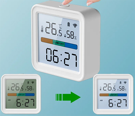 Датчик температуры и влажности Tuya Wi-Fi, ЖК-экран, часы