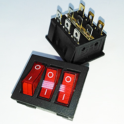 Переключатель клавишный KCD3 строенный с подсветкой