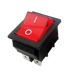 Выключатель клавишный  KCD4 красный, 2 пары контактов