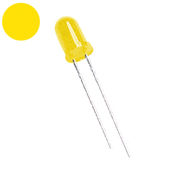 Светодиод сверхъяркий 5 мм диффузный желтый