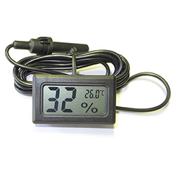 Термометр-гигрометр с выносным датчиком, чёрный