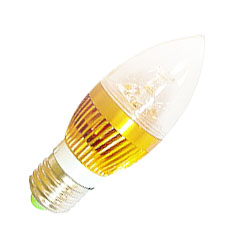 Светодиодная лампа 3 ватта с цоколем Е27 «свечка» (тёплый белый)