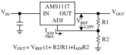 Линейный стабилизатор напряжения AMS1117, ADJ