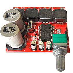 Аудио стерео усилитель 2х10 ватт с регулятором громкости, класс «D»