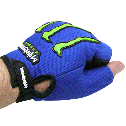 Велосипедные перчатки «Moster energy» без пальцев, синие