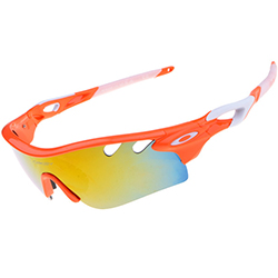 Универсальные очки в спортивном стиле 7886 оранжево-белая оправа