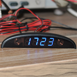 Авто LED часы-термометр-вольтметр синие