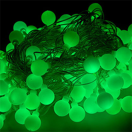 Гирлянда светодиодная зелёная (10 метров, 100 ламп)