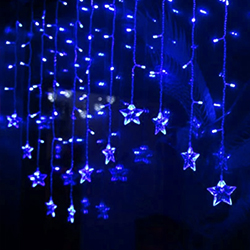 Гирлянда-бахрома «Звёзды» светодиодная синяя, 2 метра