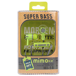Внутриканальные наушники «Mimo Super Bass» (зелёные)