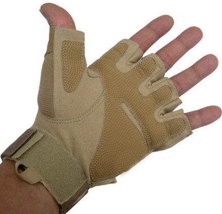 Тактические перчатки без пальцев песочного цвета, размер M