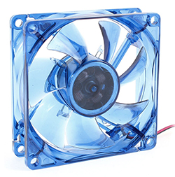 Вентилятор синий с подсветкой 12 см, 12 вольт