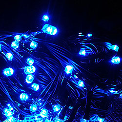 Синяя светодиодная гирлянда 10 метров, черный провод