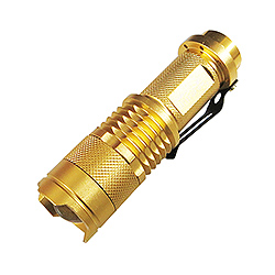 Маленький фокусируемый сверхъяркий фонарик золотой CREE R5, 320 люмен