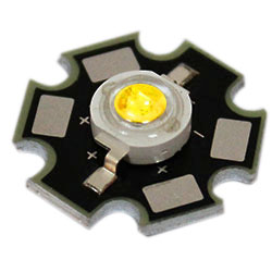 Светодиод LED 3 ватта бело-жёлтый 2200K на звезде 21 мм