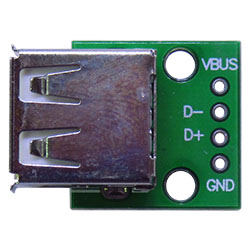 Разъем USB тип А «мама» разведённый на DIP 2.54