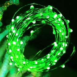 Зеленая светодиодная гирлянда на жесткой проволоке 1 метр, 20 LED