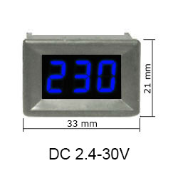 Вольтметр 2.4 - 30 вольт DC, синий в сером корпусе
