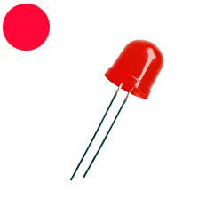 Светодиод сверхъяркий диффузный 10 мм красный