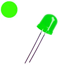 Светодиод сверхъяркий диффузный 10 мм зеленый