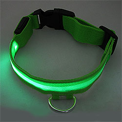 Зеленый светящийся светодиодный ошейник для собак M