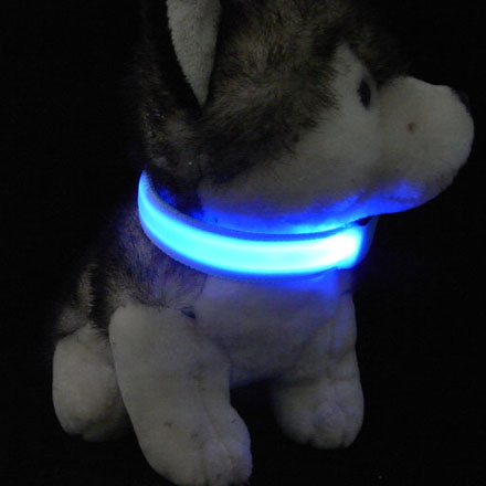 Синий светящийся светодиодный ошейник для собак S