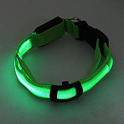 Зеленый светящийся светодиодный ошейник для собак S