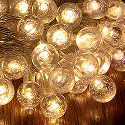 Гирлянда светодиодная - прозрачные шары с пузырями, белый теплый свет