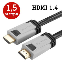 HDMI кабель в оплетке, версия 1.4, длина 1,5 метра