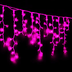 Гирлянда-бахрома светодиодная розовая, 5 метров, 216 led