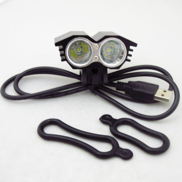 Мощный фонарик велофара 1800 люмен питание 5 Вольт USB, черный