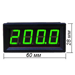 Панельный амперметр 0-200 ампер зеленый