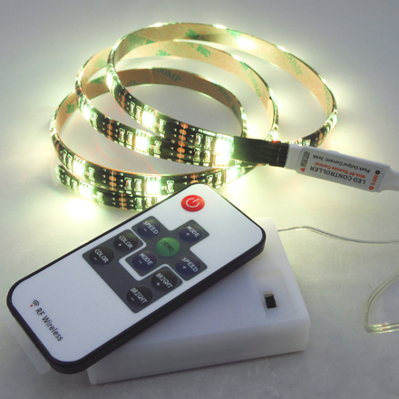Комплект RGB ленты 1 метр + контроллер на батарейках с радиопультом